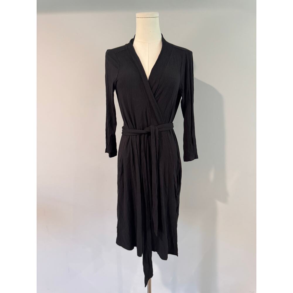 Posh Peanut Womens Wrap Tie Waist Cardigan Sweater Open Front Black Size S/M NWT